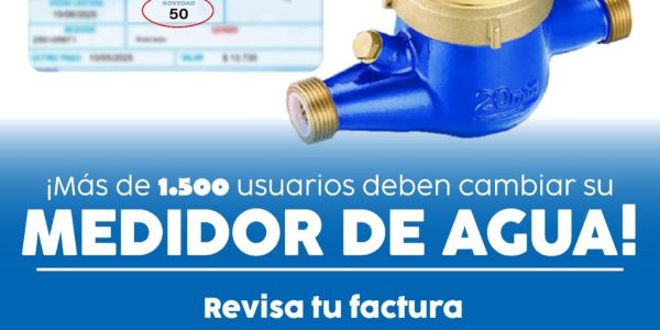 ¡Más de 1.500 usuarios deben cambiar su medidor de agua!