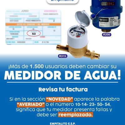 ¡Más de 1.500 usuarios deben cambiar su medidor de agua!