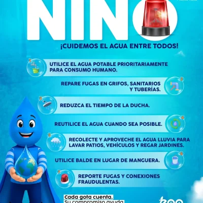 ¡Cada gota cuenta! En época de fenómeno del Niño, cuidar el agua es una responsabilidad de todos.